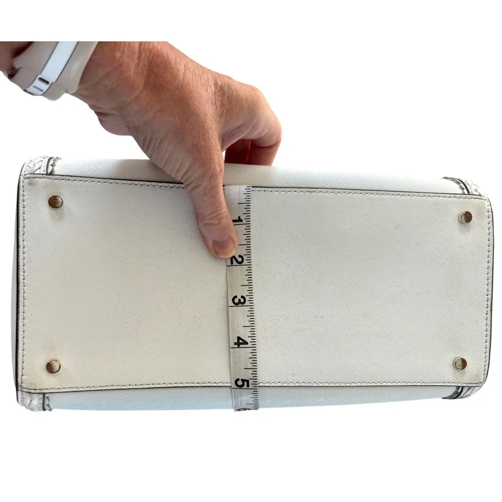 Kate Spade Reiley Straw Dome Crossbody Bag Purse Satchel White Leather